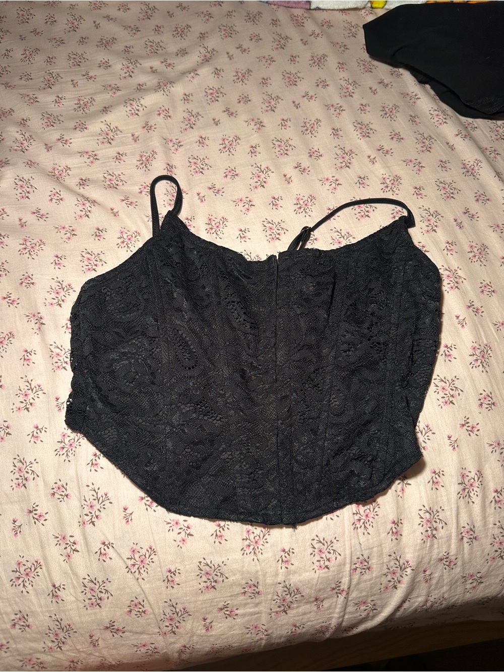 Bear Dance Black Lace Corset-Style Crop Top